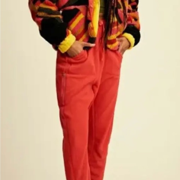 Free People Hit The Slopes Printed Fleece Jackety Sunset Plaid - Picture 4 of 4